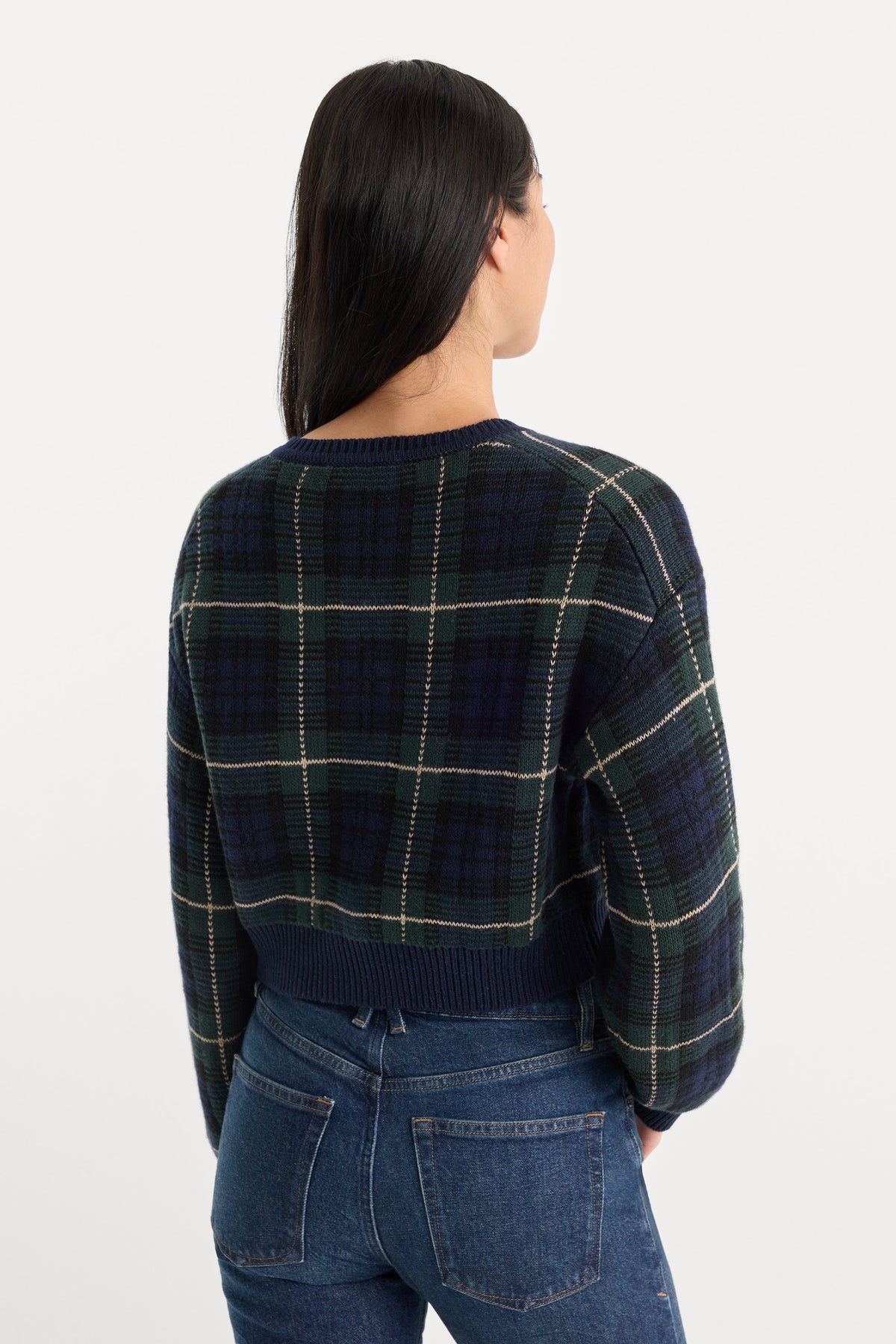 THE JACQUARD CARDIGAN FOREST PLAID