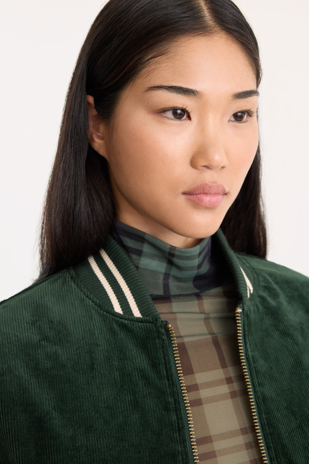 THE CORD VARSITY JACKET FOREST GREEN