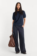 THE PINSTRIPE PULL ON TROUSER NAVY PINSTRIPE