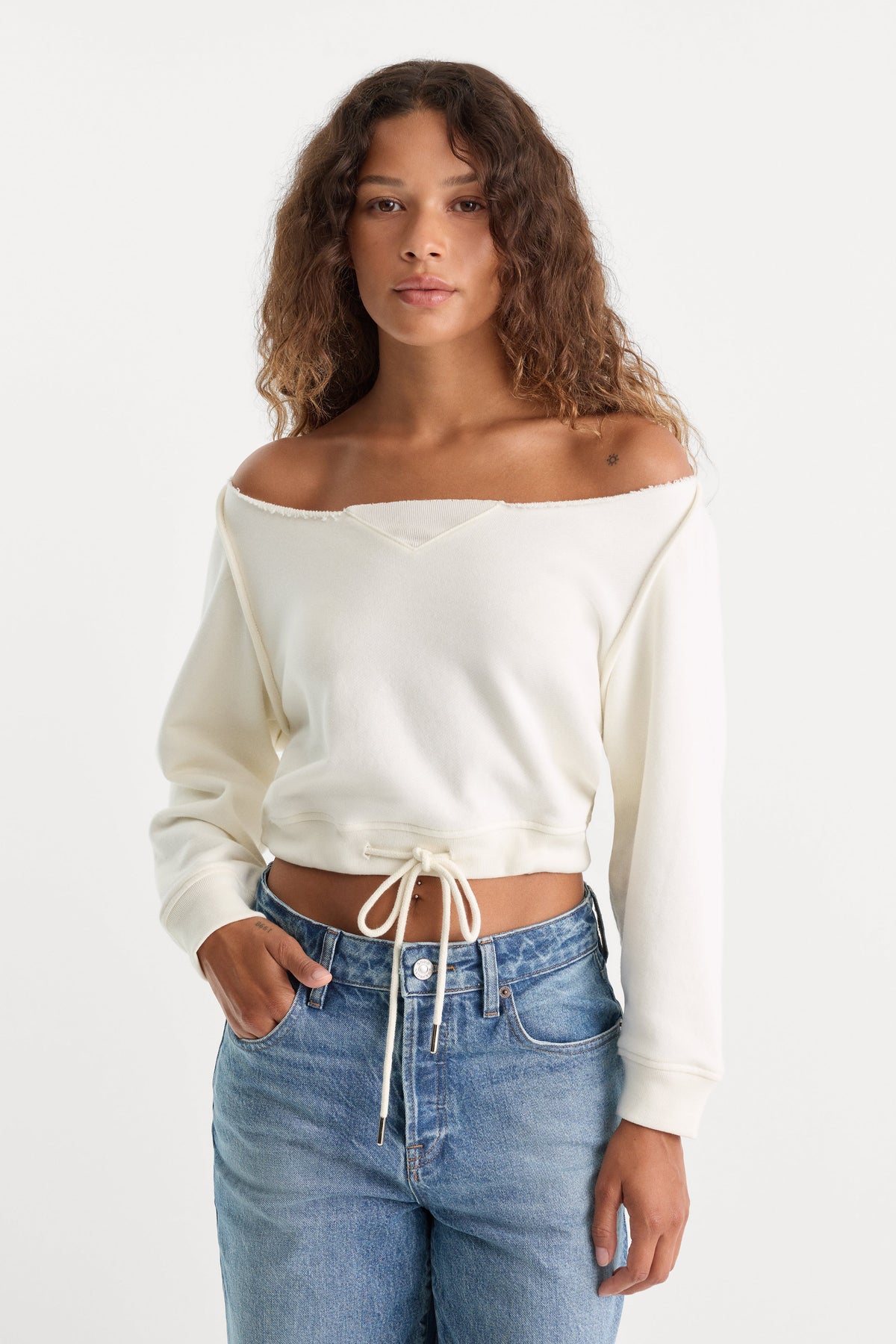 THE FRENCH TERRY TIE SWEATSHIRT CHALK
