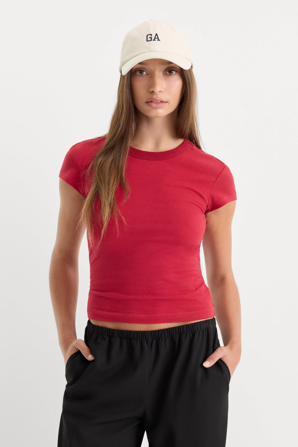 THE CAP SLEEVE TEE CARMINE