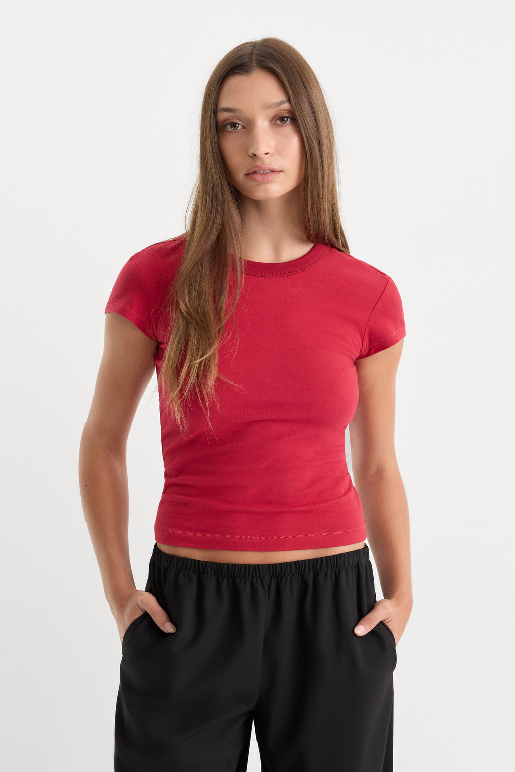 THE CAP SLEEVE TEE CARMINE