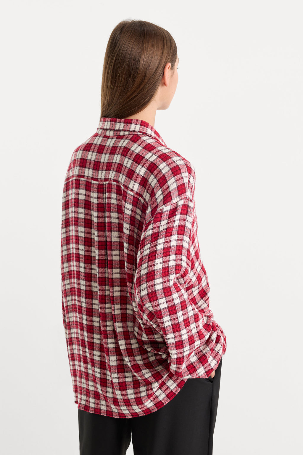 THE CRINKLE EASY SHIRT CARMINE PLAID
