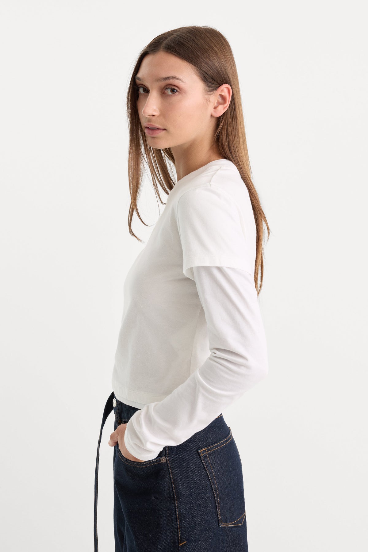THE COMBO LAYERED TEE CHALK WITH CHALK