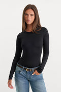 THE SCULPTING MODERN LONG SLEEVE BODYSUIT BLACK