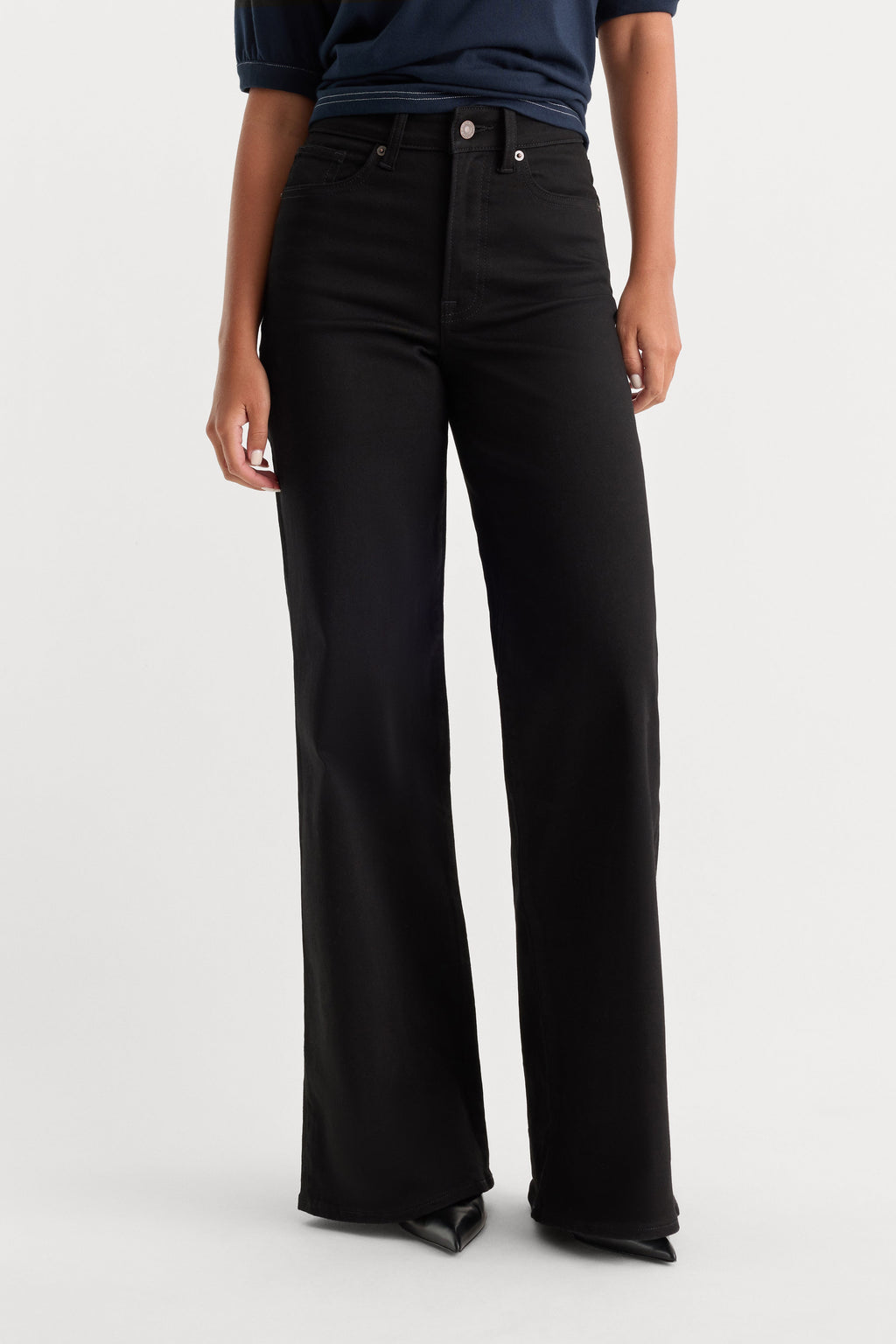 NEVER FADE GOOD WAIST PALAZZO JEANS BLACK