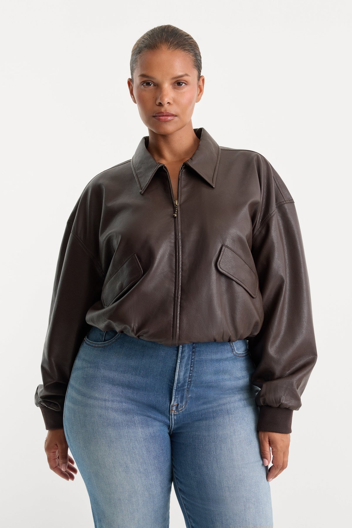 THE BETTER THAN LEATHER BOMBER JACKET ESPRESSO
