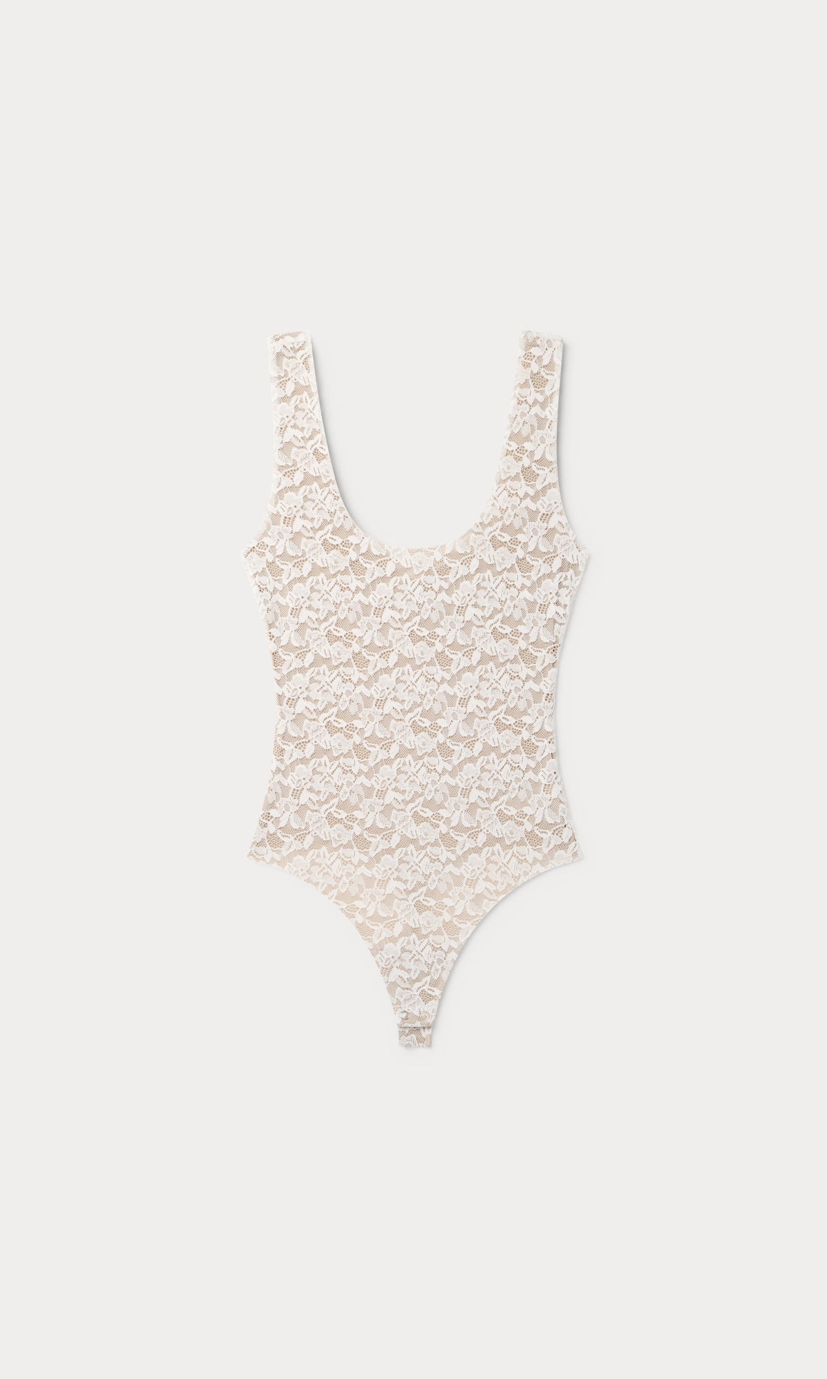 STRETCH LACE SCOOP TANK BODYSUIT CHALK