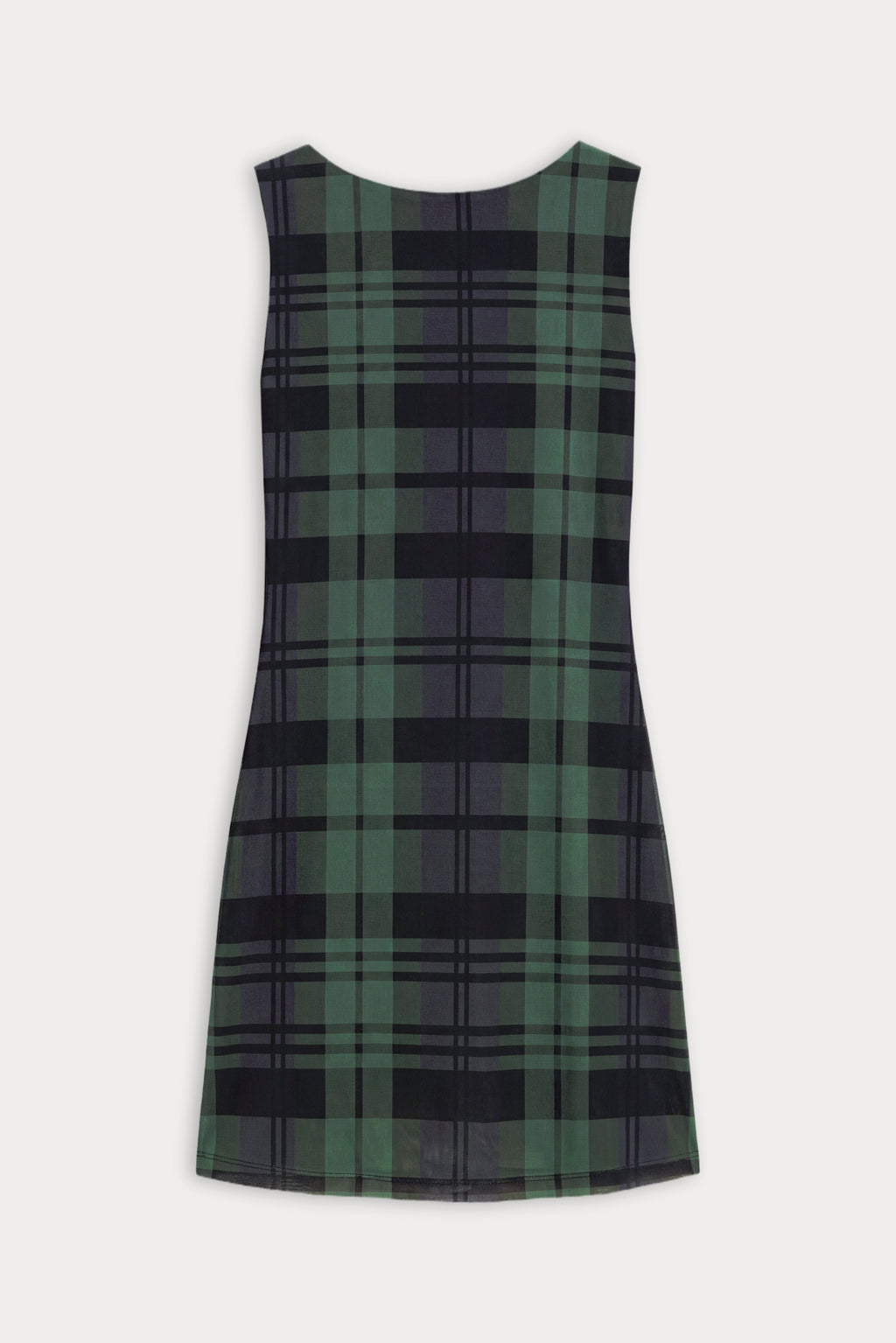THE MESH MINI DRESS NAVY AND GREEN PLAID