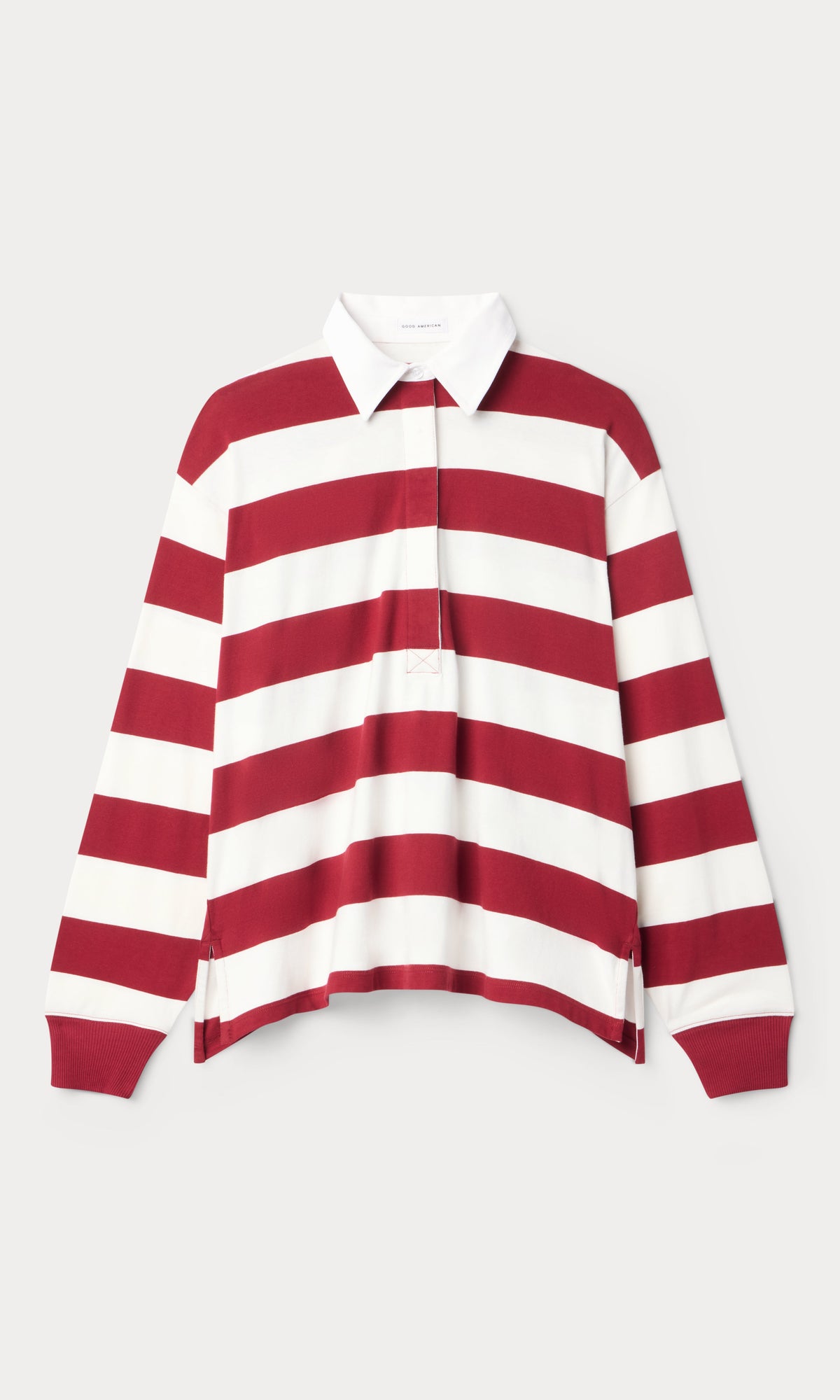 OVERSIZED RUGBY TEE MERLOT AND CHALK RUGBY STRIPE