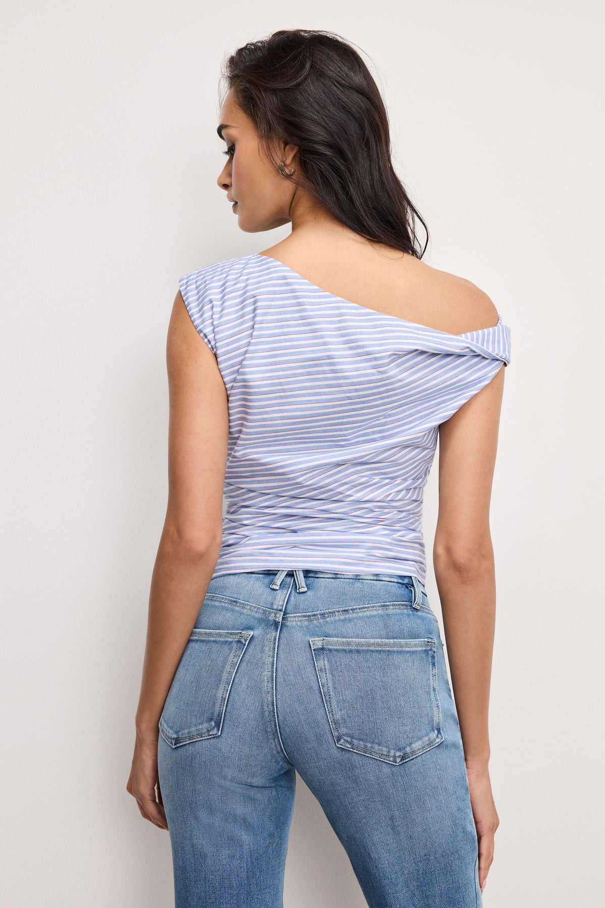 POPLIN OFF SHOULDER TOP VACAY STRIPE001