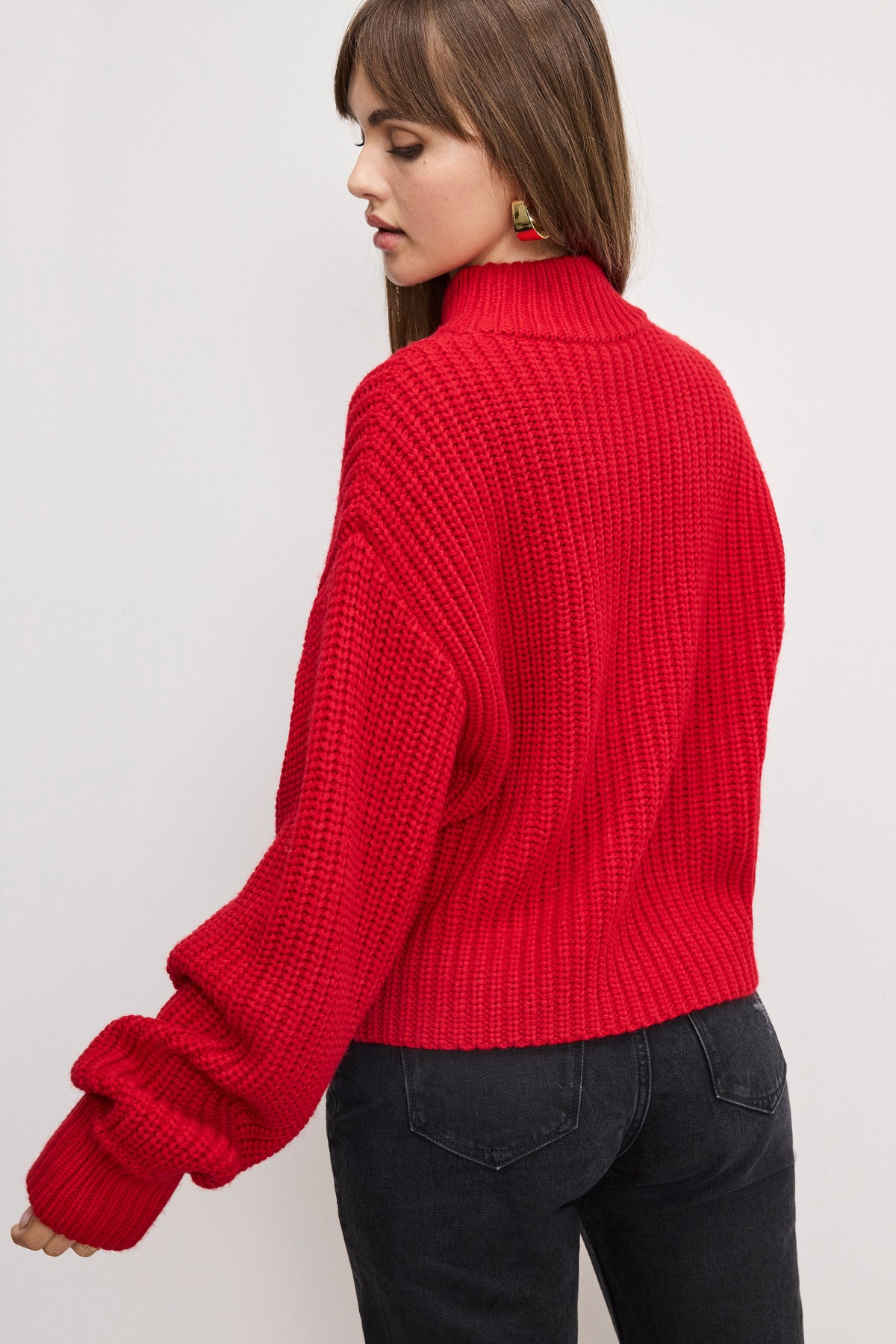CHUNKY KNIT MOCK NECK SWEATER CHILI001