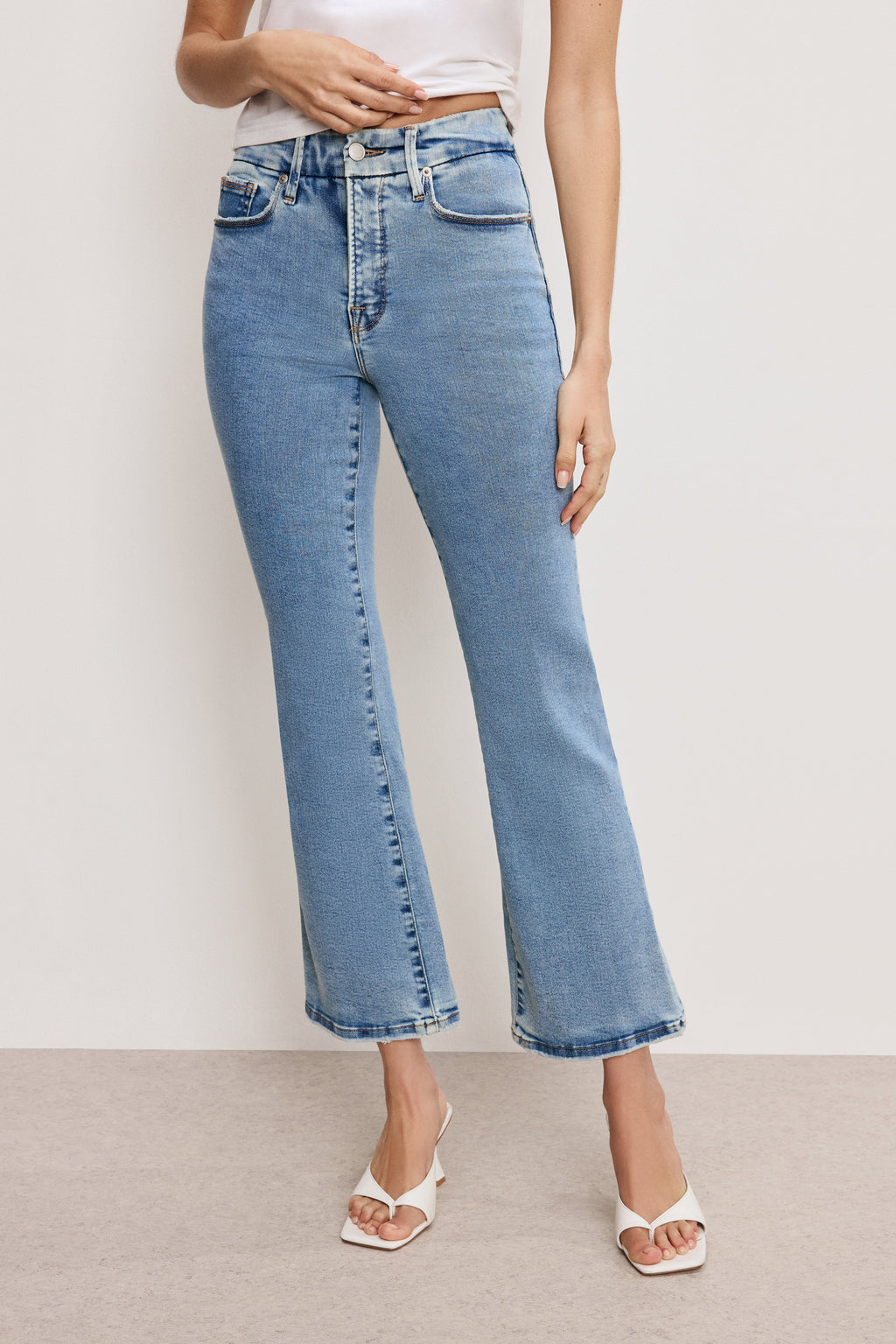GOOD LEGS CROP MINI BOOT JEANS BLUE670