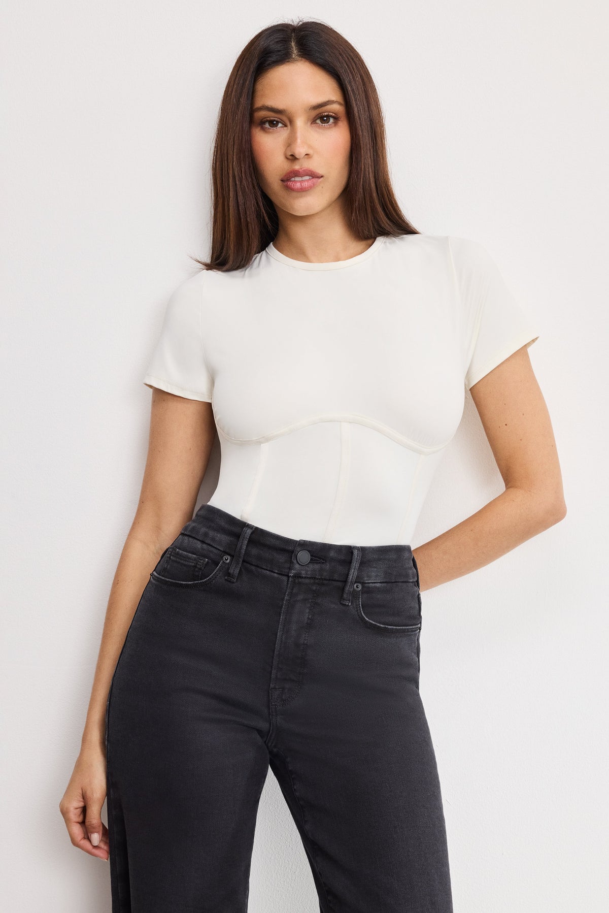 WEIGHTLESS SCULPTING CORSET BODYSUIT WHITE001