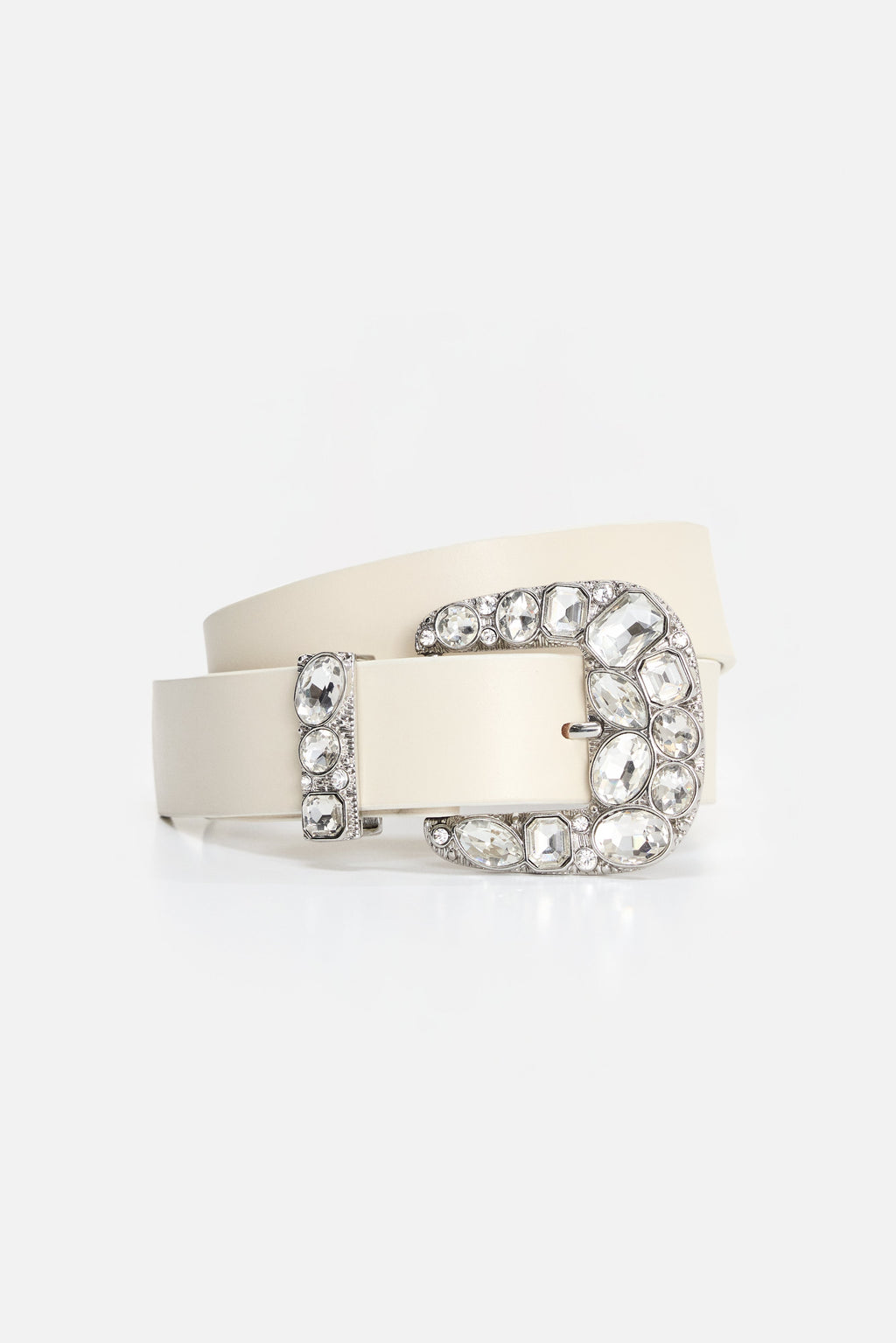 DOLLY CLASSIC CRYSTAL LEATHER BELT WHITE001